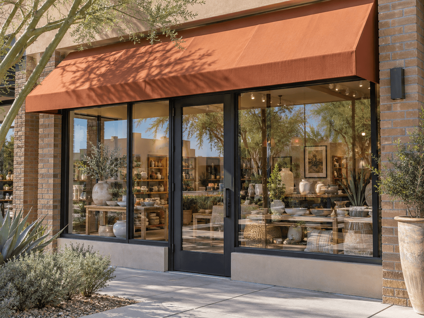 Retail storefront with large display windows.